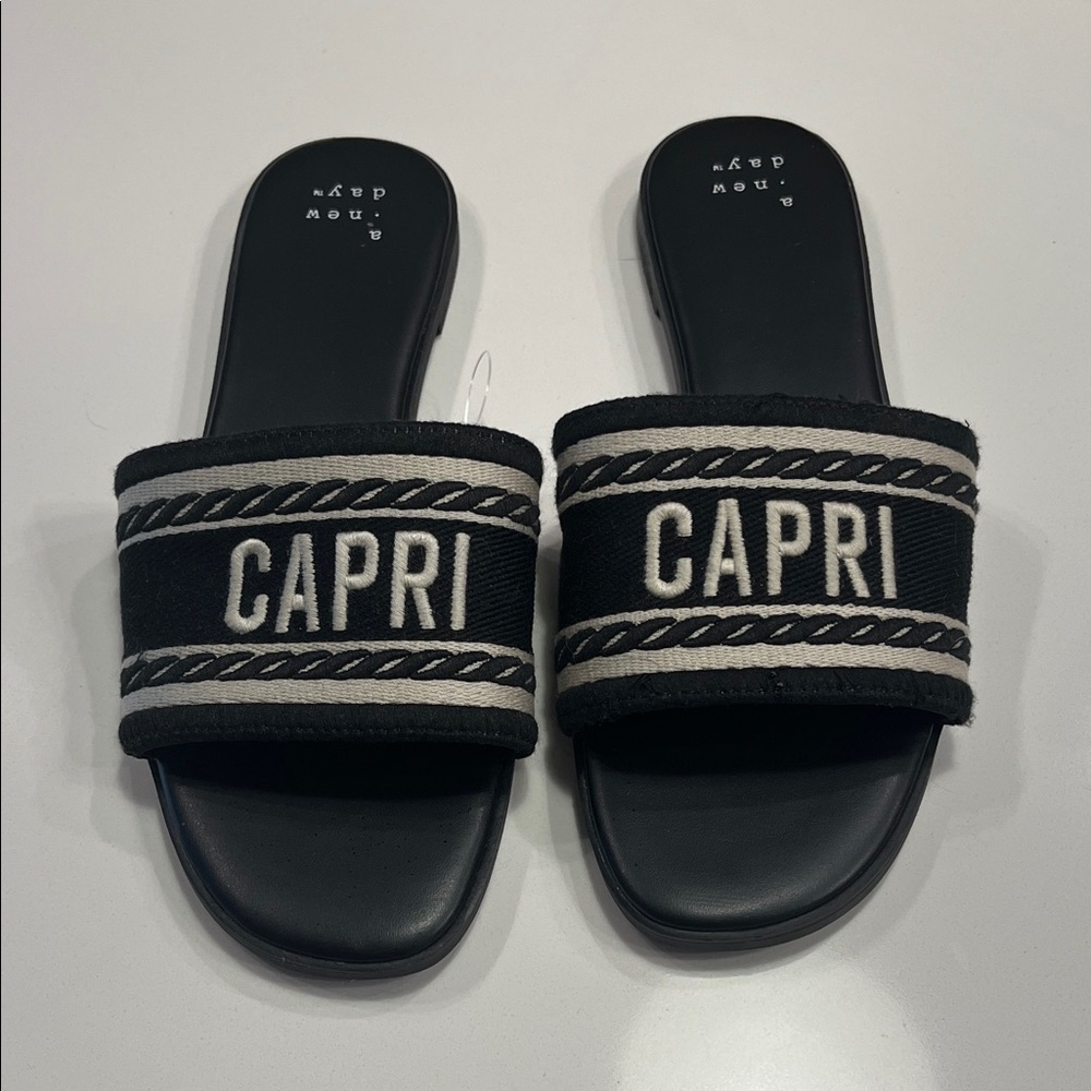 a new day Black and White Capri Sandals